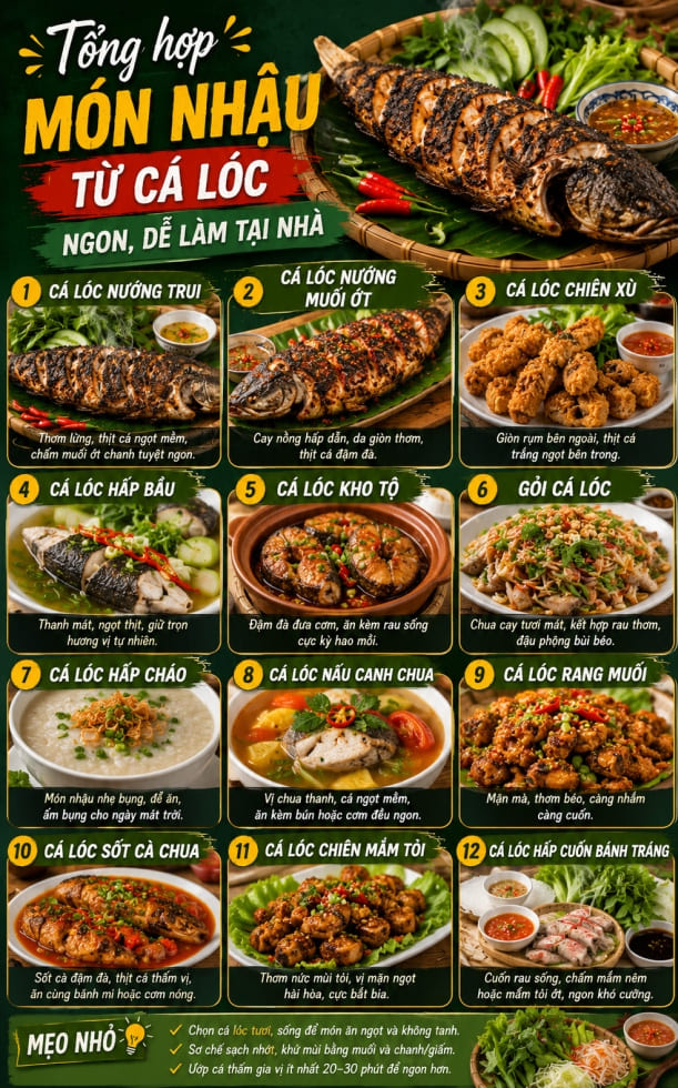 Tổng hợp món nhậu từ cá lóc ngon, dễ làm tại nhà