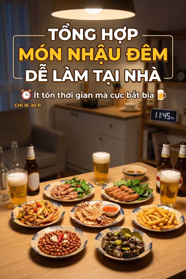 Tổng hợp món nhậu đêm dễ làm tại nhà, ít tốn thời gian mà cực bắt bia