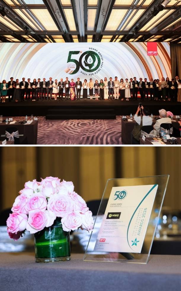 MWG nằm trong Top 50 Doanh nghiệp Phát triển Bền vững Tiêu biểu Việt Nam 2026