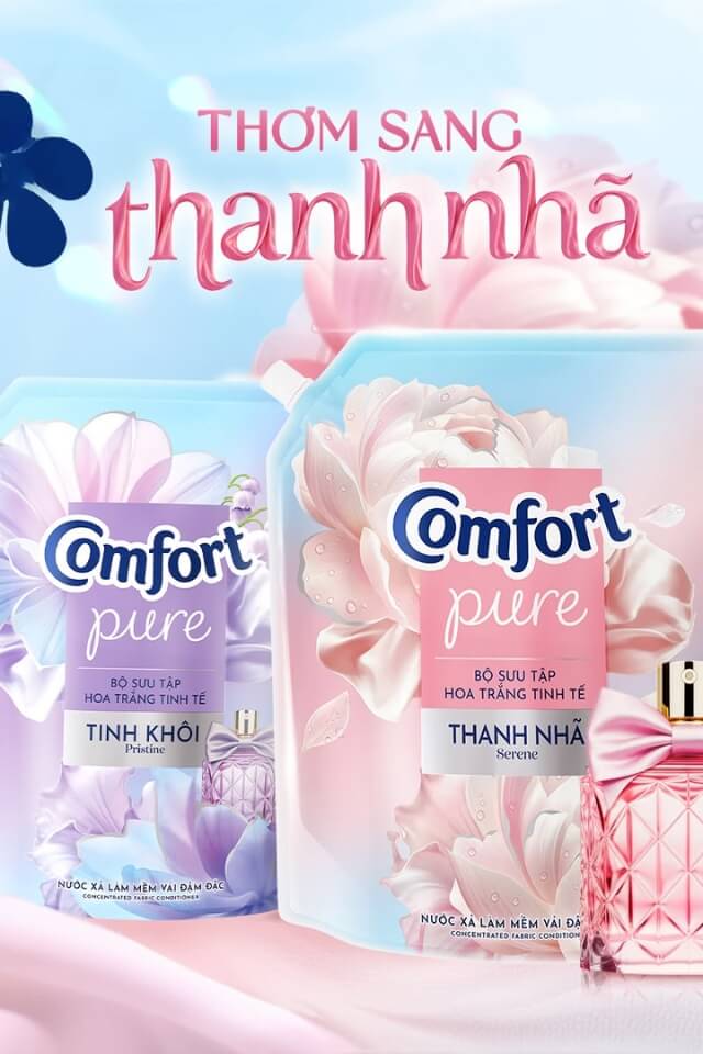 Nước xả vải Comfort Pure hương hoa trắng: Review mùi hương, công dụng và giá bán