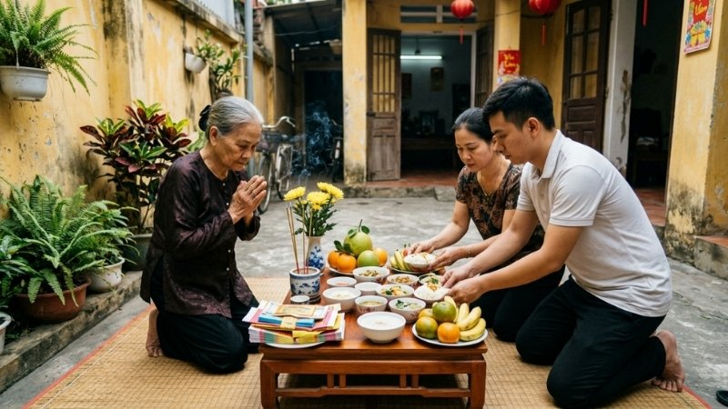 Nên cúng ngoài trời, tâm thế thành kính, không cầu xin, thực hiện trước 12 giờ