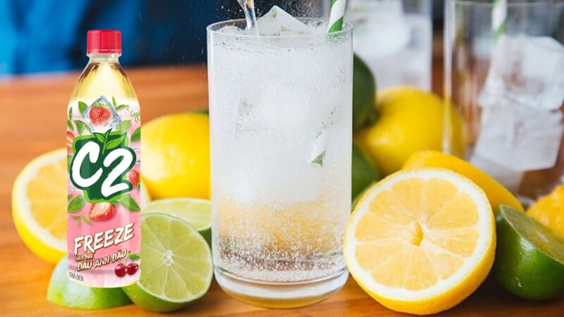 Công thức 2 - Trà C2 dâu anh đào mix Soda và chanh tươi giải nhiệt