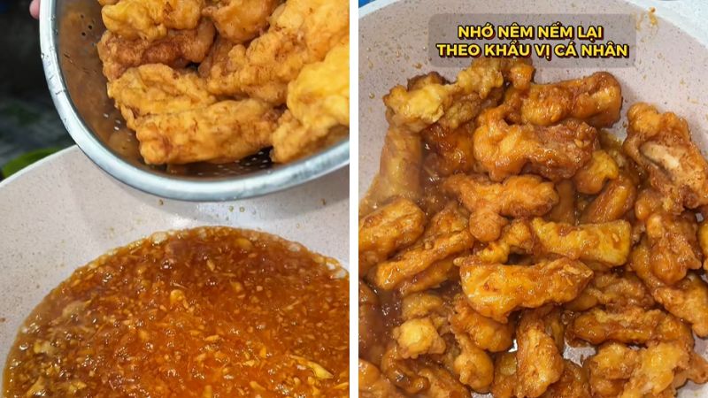 Đảo sụn gà chiên giòn với sốt