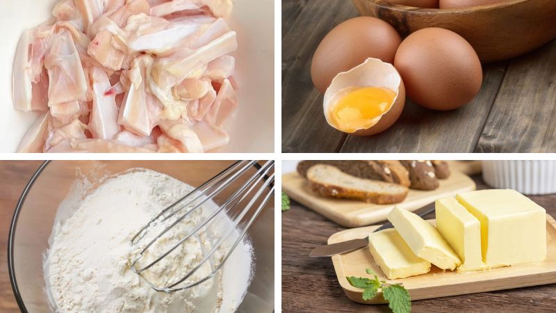 Nguyên liệu làm món sụn gà chiên giòn sốt bơ tỏi 
