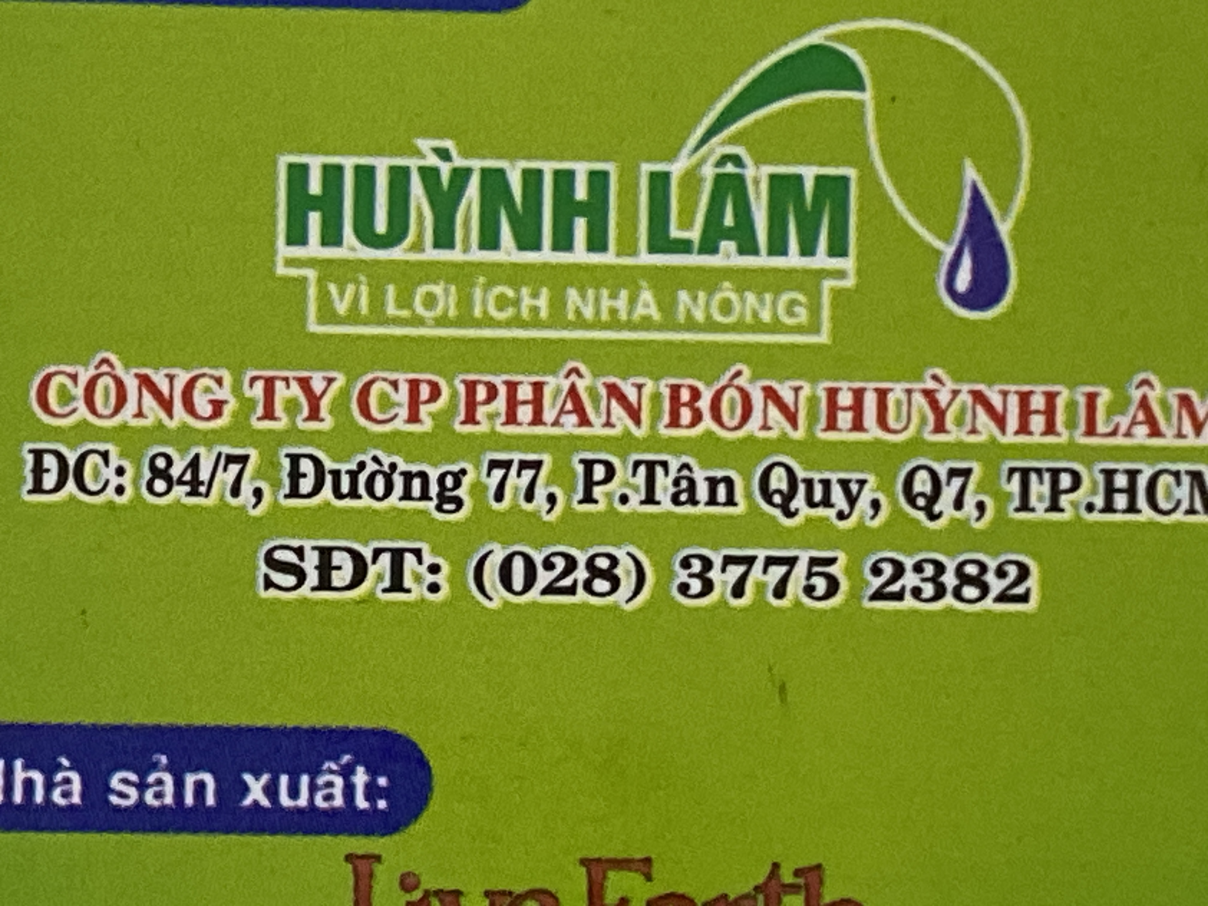 Cty cp phân bón Huỳnh Lâm
