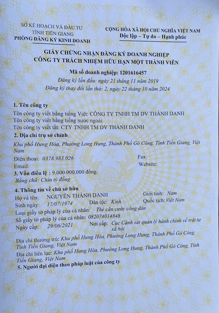 CÔNG TY TNHH TM DV THÀNH DANH