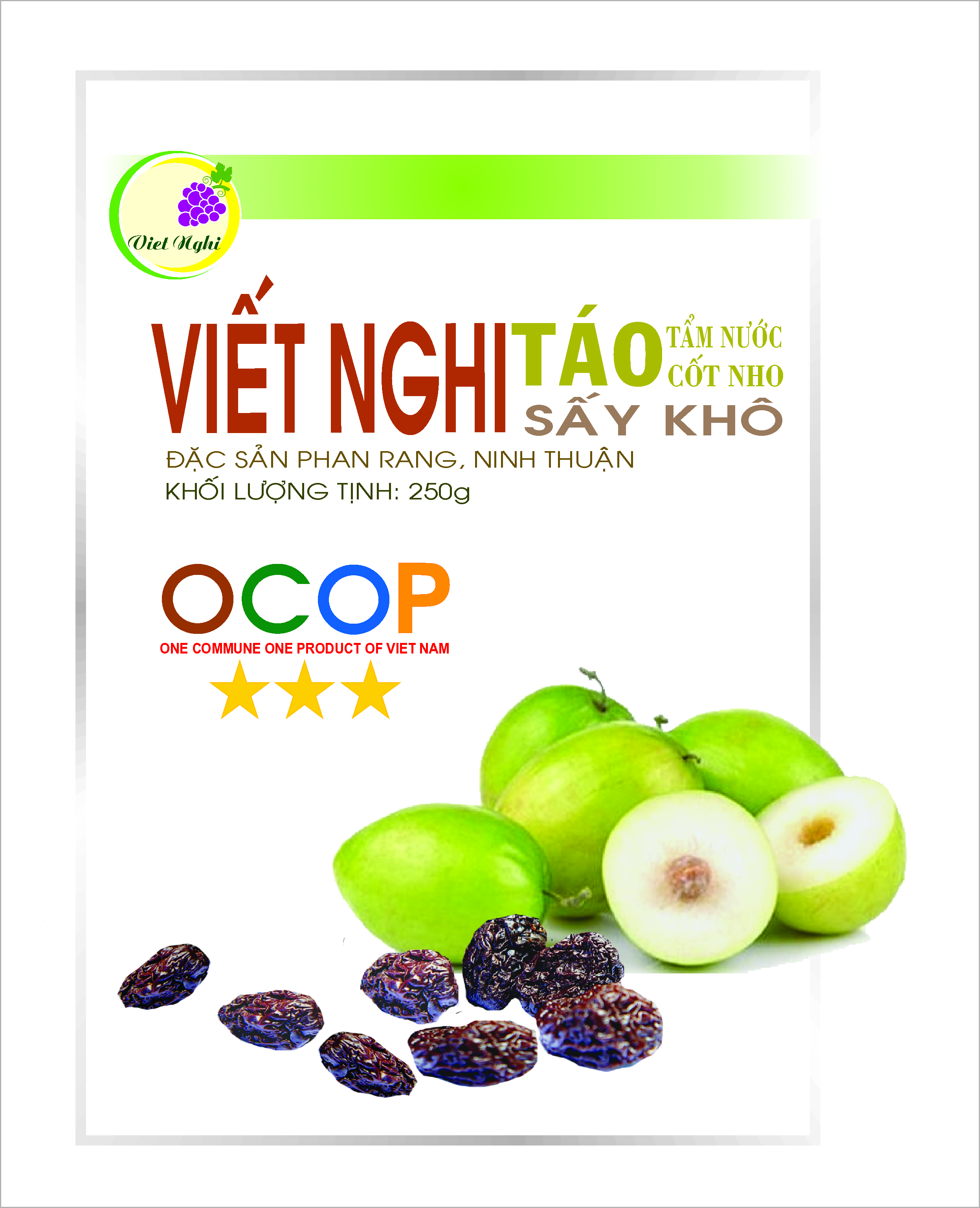 TÁO TẨM NƯỚC CỐT NHO SẤY KHÔ 250G