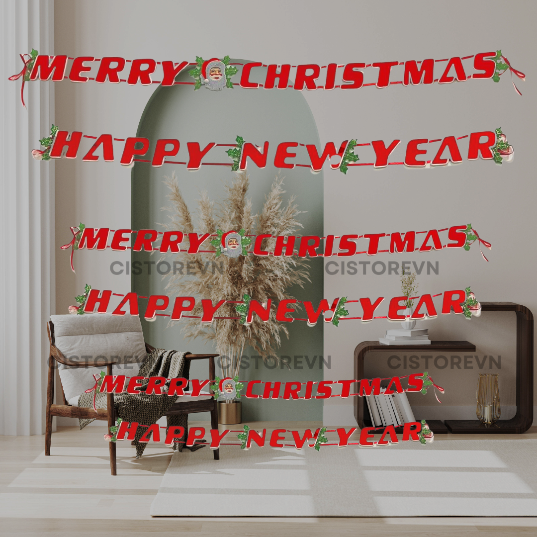 DÂY TREO GIÁNG SINH NOEL VÀ CHÚC MỪNG NĂM MỚI HAPPY NEW YEAR