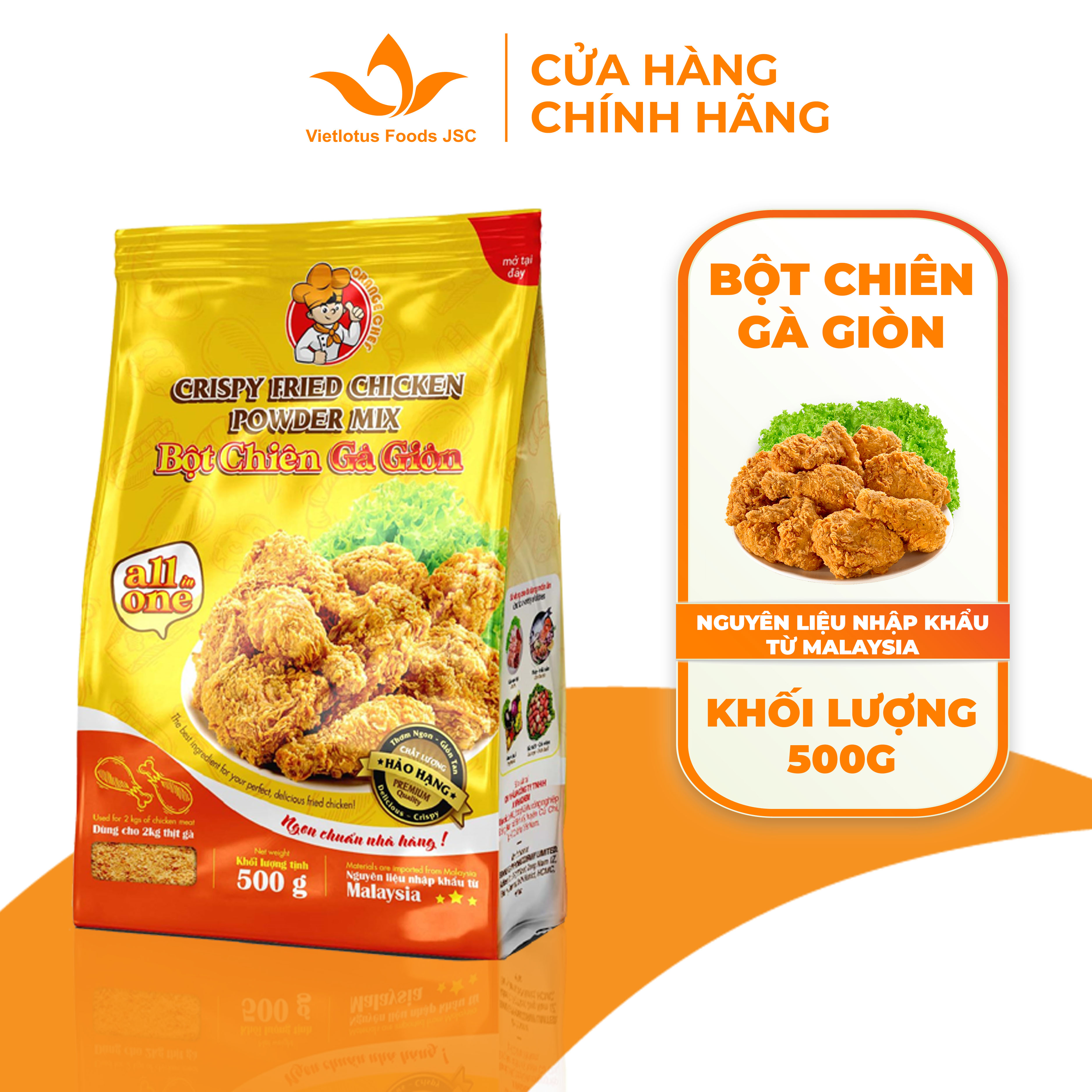 Bột chiên gà giòn Ông Đầu Bếp túi 500G - Nguyên liệu thượng hạng nhập ...