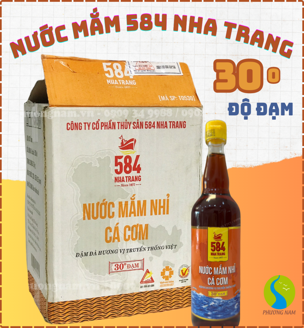 Nước mắm 584 Nha Trang -  30 độ đạm chai thuỷ tinh 510ml