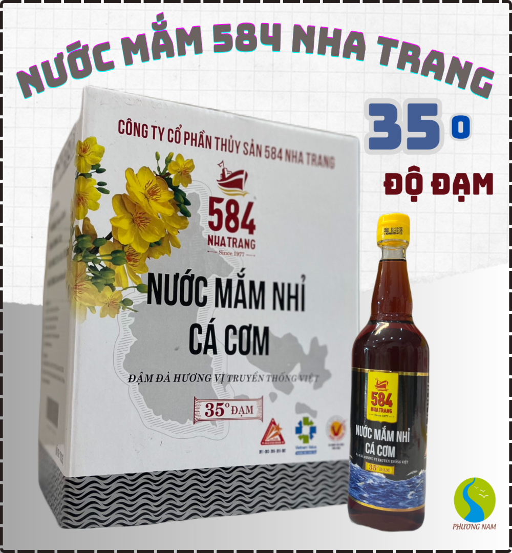 Nước mắm 584 Nha Trang - 35 độ đạm chai thuỷ tinh 510ml