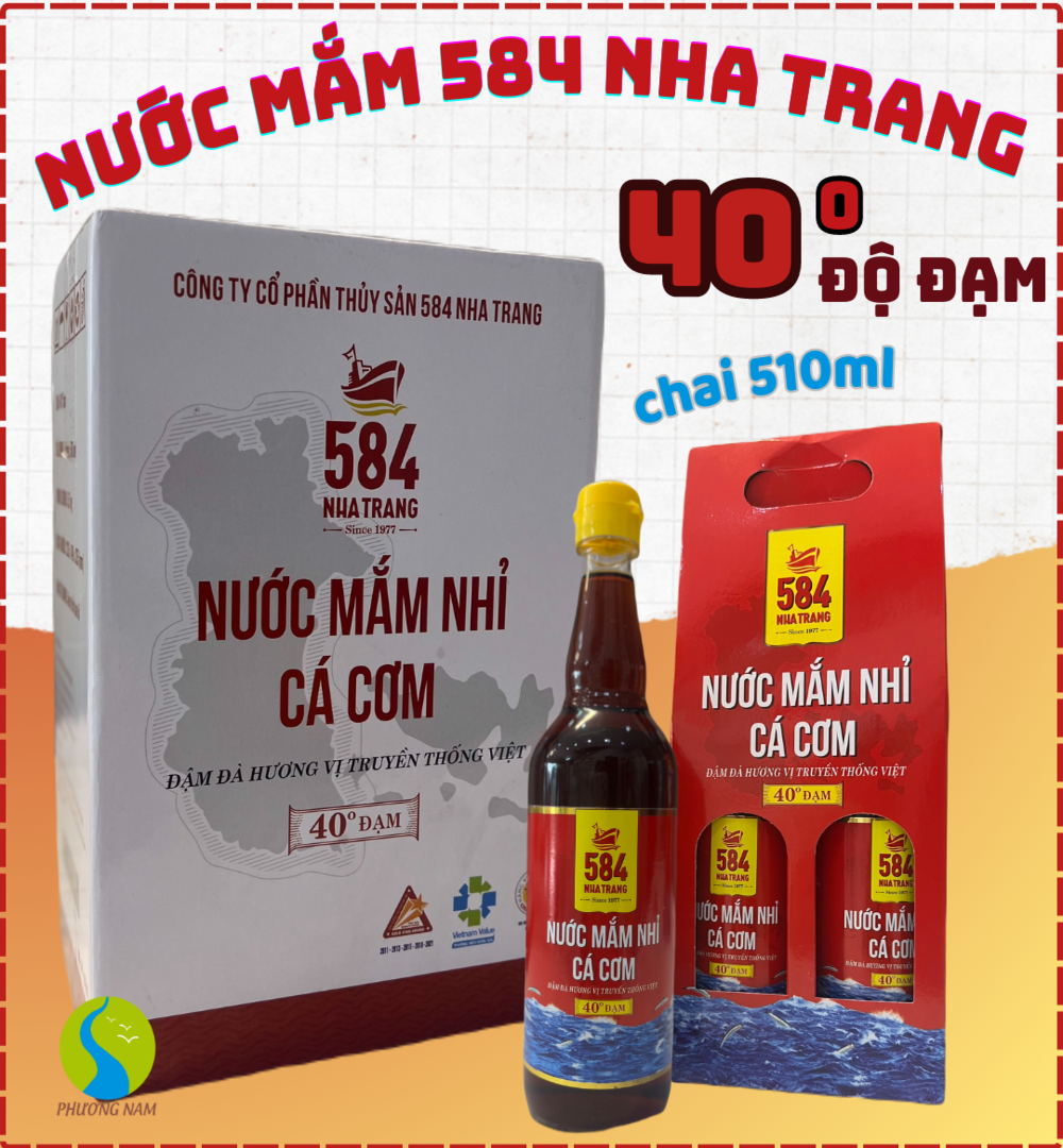 Nước mắm 584 Nha Trang -  40 độ đạm chai thuỷ tinh 510ml