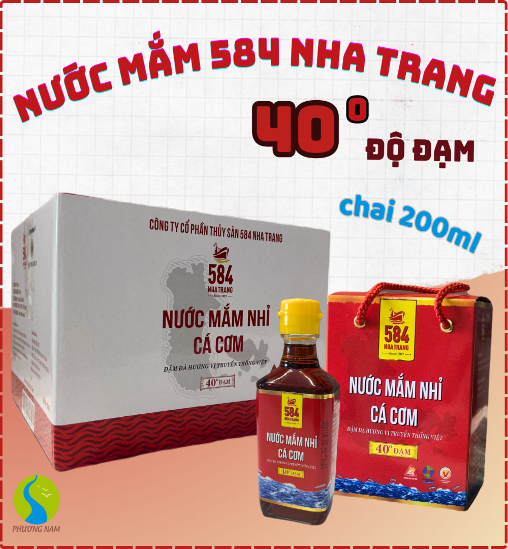 Nước mắm 584 Nha Trang -  40 độ đạm chai thuỷ tinh 200ml