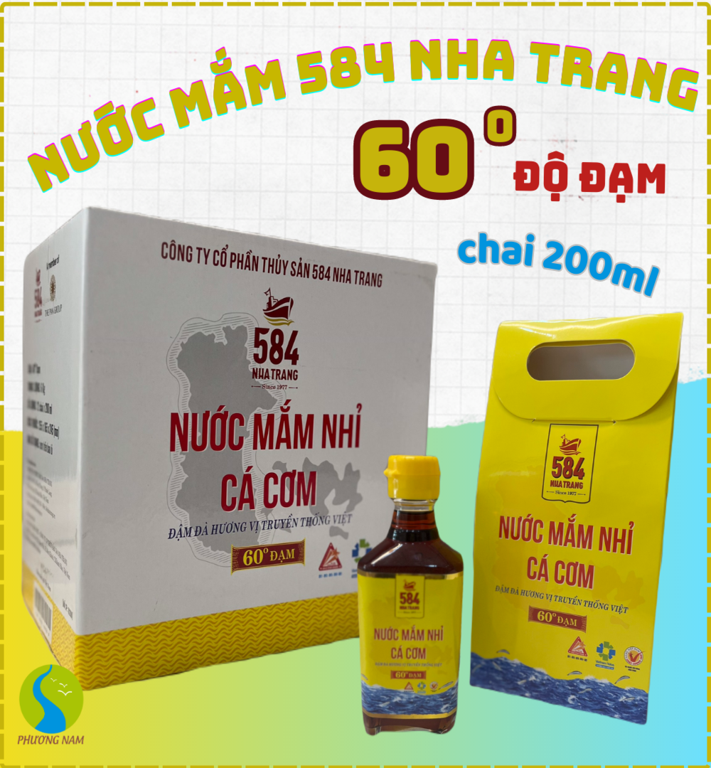 Nước mắm 584 Nha Trang -  60 độ đạm chai thuỷ tinh 200ml