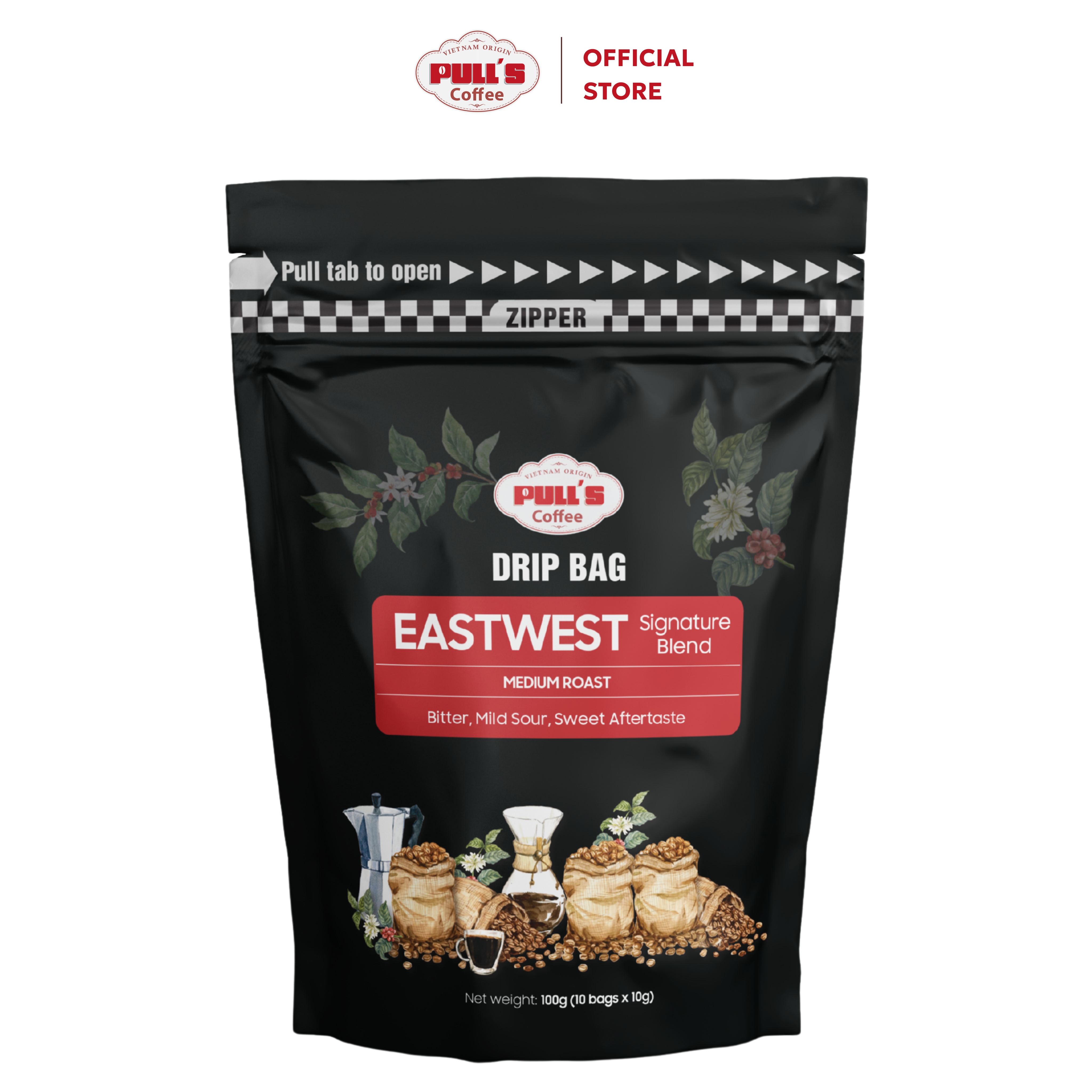 Cà Phê Phin Giấy Eastwest Cà Phê Pulls - Rang Mộc 50 Arabica 50 Robusta