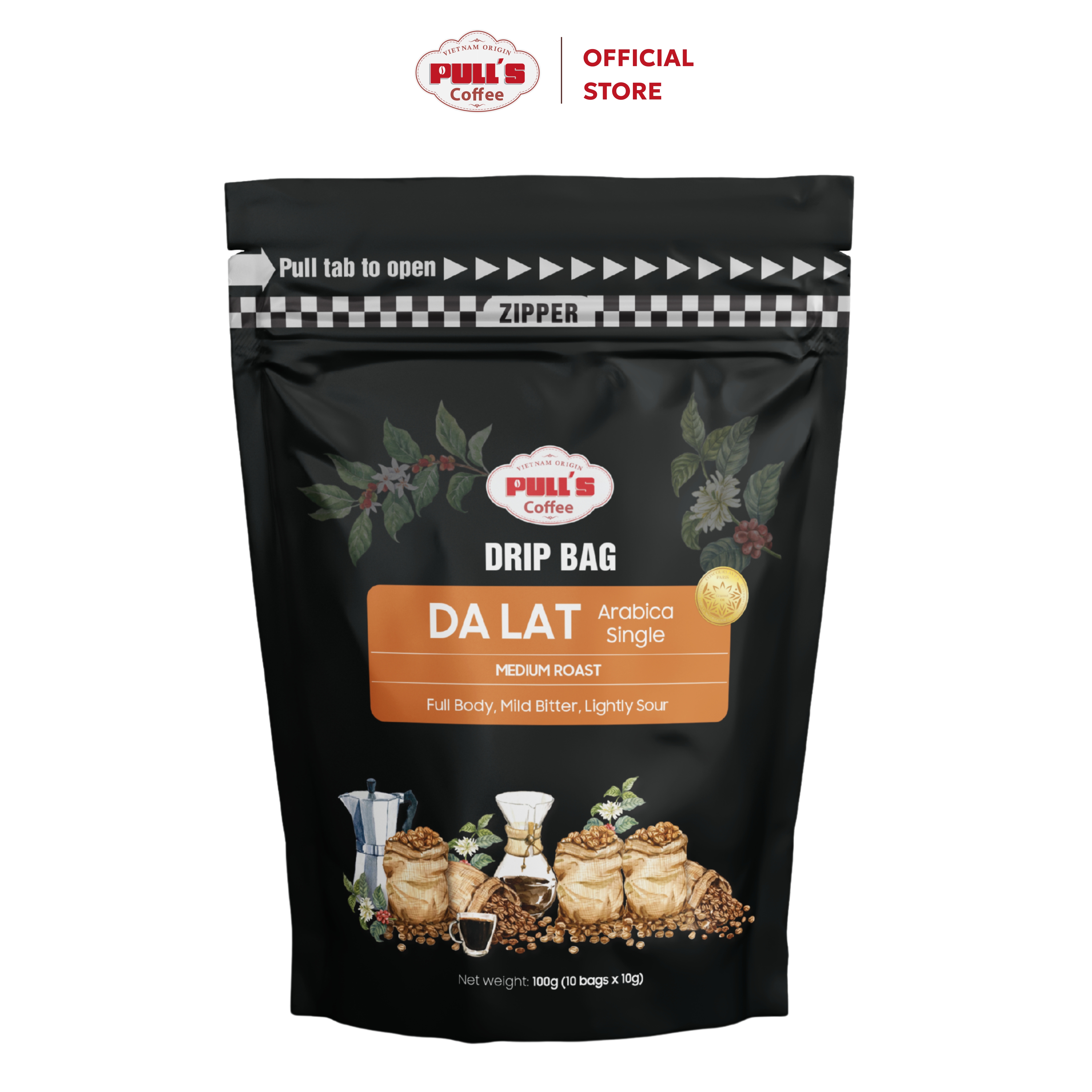 Cà Phê Phin Giấy Da Lat Cà Phê Pulls - Rang Mộc 100 Arabica Đà Lạt