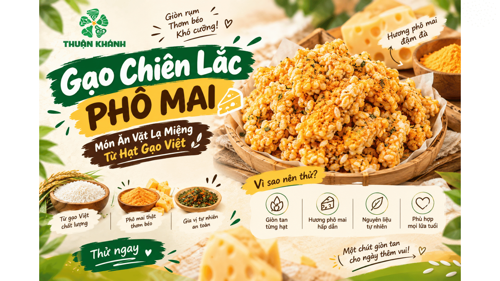 Gạo Chiên Lắc Phô Mai: Món Ăn Vặt Lạ Miệng Từ Hạt Gạo Việt
