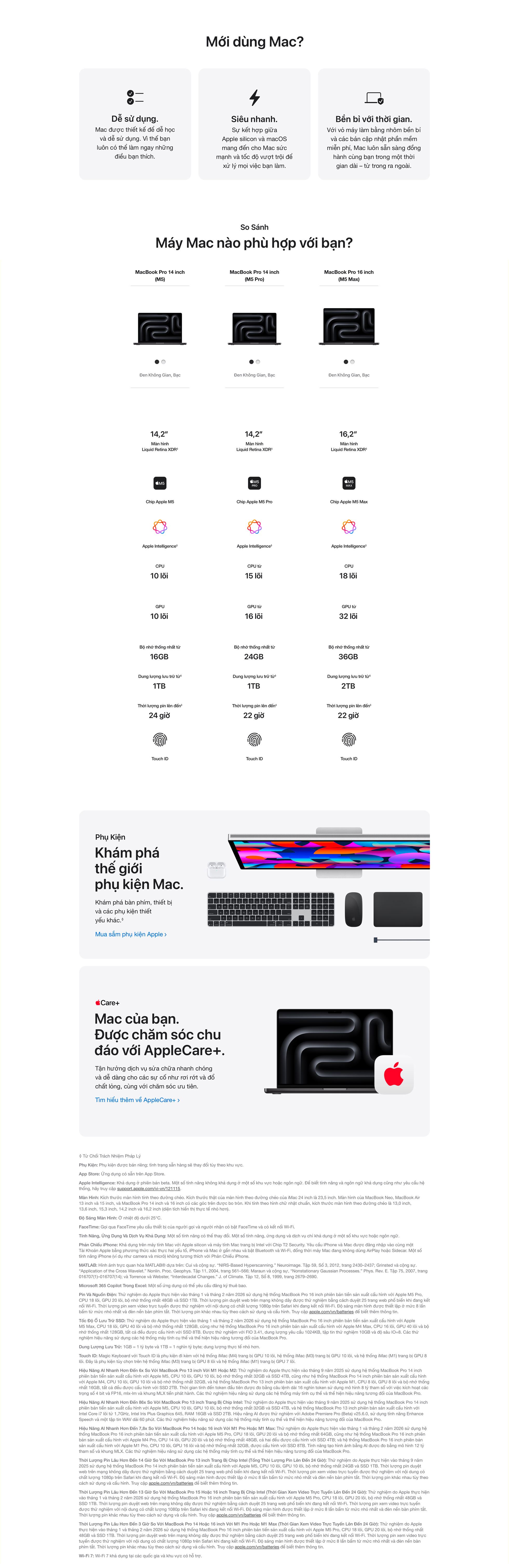 MacBook Pro 16 inch M5 Pro - So sánh