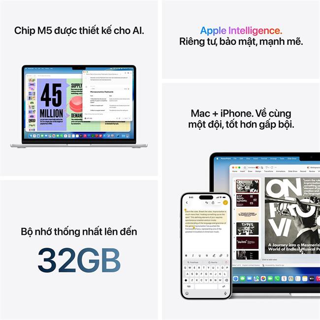 MacBook Air M5 13 inch 16GB/512GB 70W mới Giá tốt