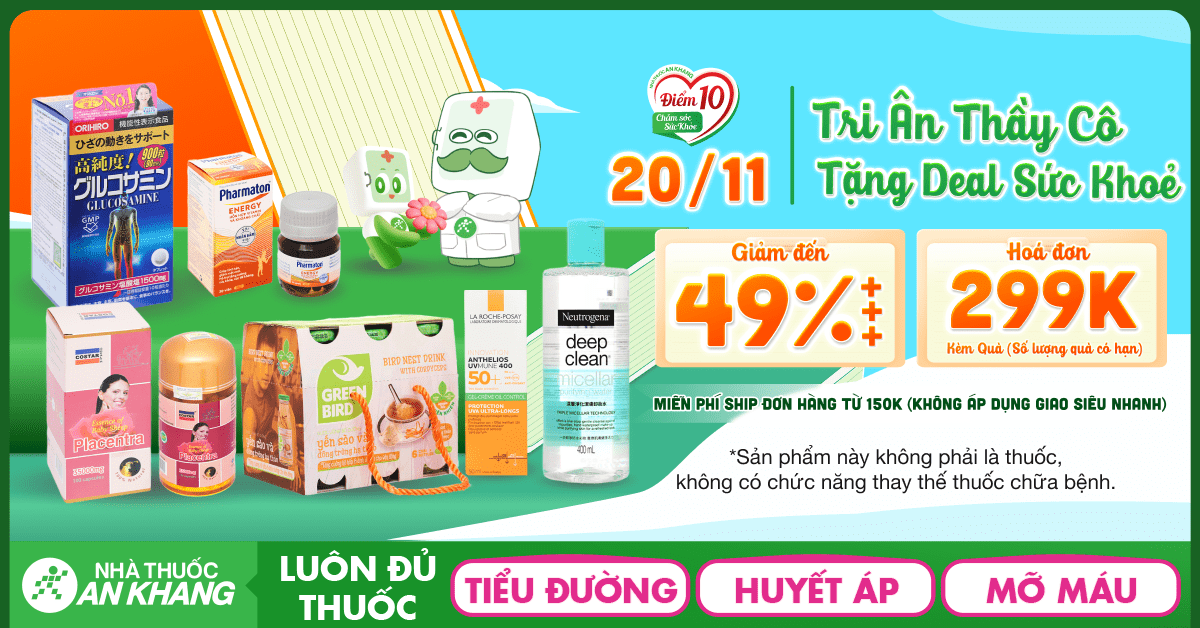 (19/11 - 21/11) 20-11 TRI ÂN THẦY CÔ - TẶNG DEAL SỨC KHỎE - GIẢM ĐẾN 49%+++  -  BILL 299K KÈM QUÀ