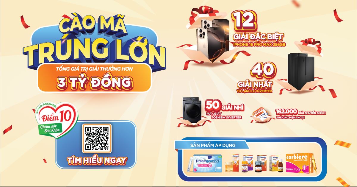 (01/09 - 30/11) Cào mã trúng lớn – Trúng quà cùng Opella
