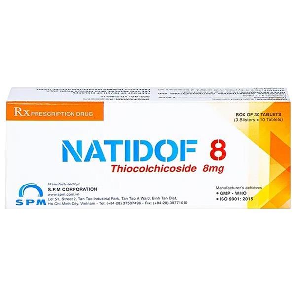 Natidof 8 trị co thắt gây đau trong bệnh thoái hóa đốt sống, đau lưng