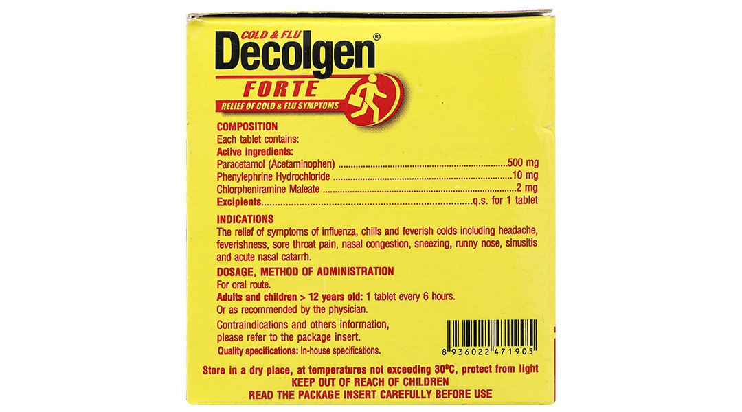 Decolgen Forte trị các triệu chứng cảm thông thường, viêm mũi dị ứng