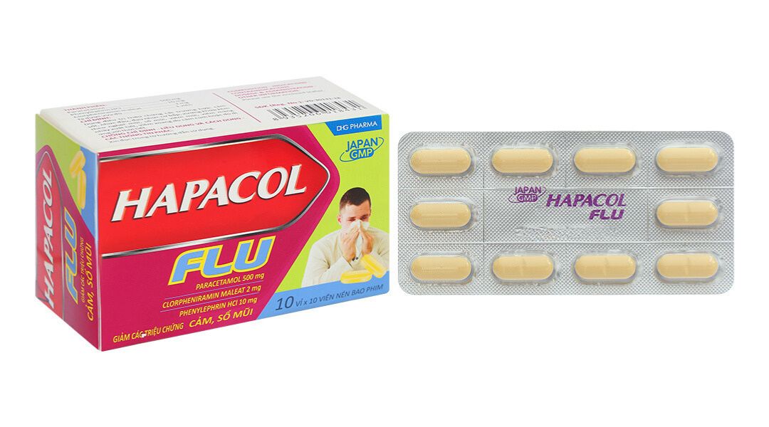 Hapacol Flu điều trị cảm sốt, nhức đầu kèm nghẹt mũi, sổ mũi, viêm mũi