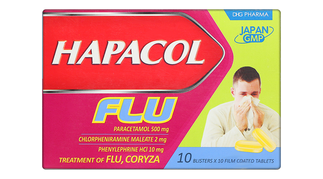 Hapacol Flu điều trị cảm sốt, nhức đầu kèm nghẹt mũi, sổ mũi, viêm mũi