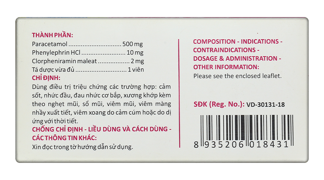 Hapacol Flu điều trị cảm sốt, nhức đầu kèm nghẹt mũi, sổ mũi, viêm mũi
