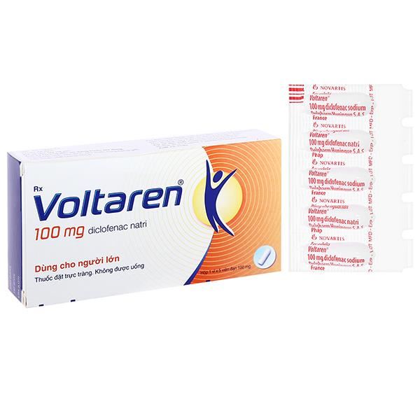 Viên đặt trực tràng Voltaren 100mg giảm đau, kháng viêm