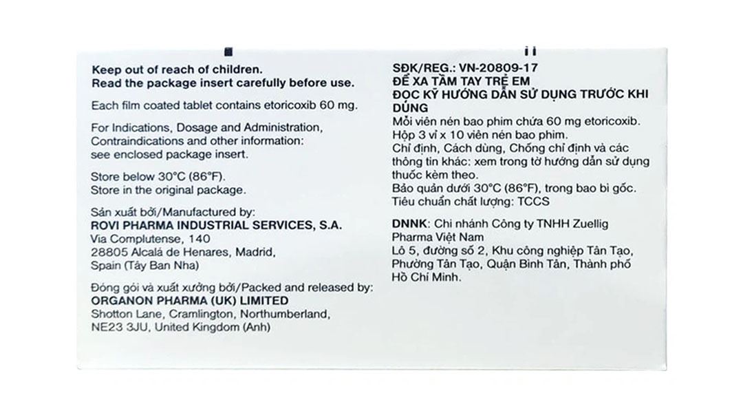 Arcoxia 60mg giảm đau, kháng viêm xương khớp