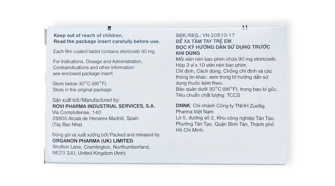 Arcoxia 90mg giảm đau, kháng viêm xương khớp
