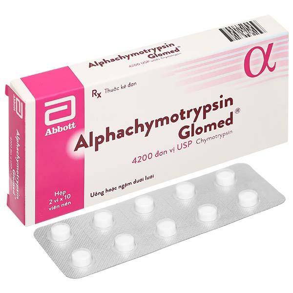 Alphachymotrypsin Glomed 4200 USP trị phù nề sau chấn thương