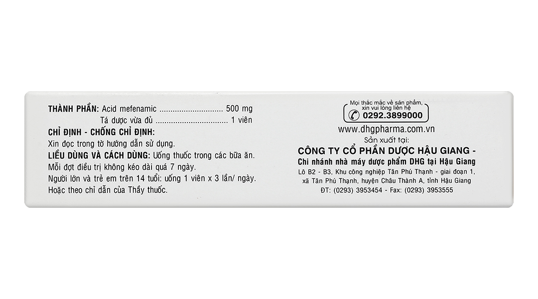 PoncifDHG 500mg giảm đau trong đau cơ, đau do chấn thương