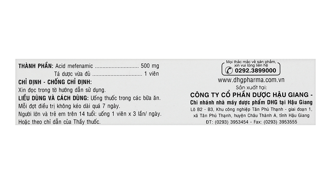 PoncifDHG 500mg giảm đau trong đau cơ, đau do chấn thương