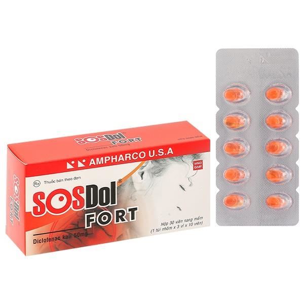 SOSDol Fort 50mg giảm đau, kháng viêm xương khớp, gout cấp