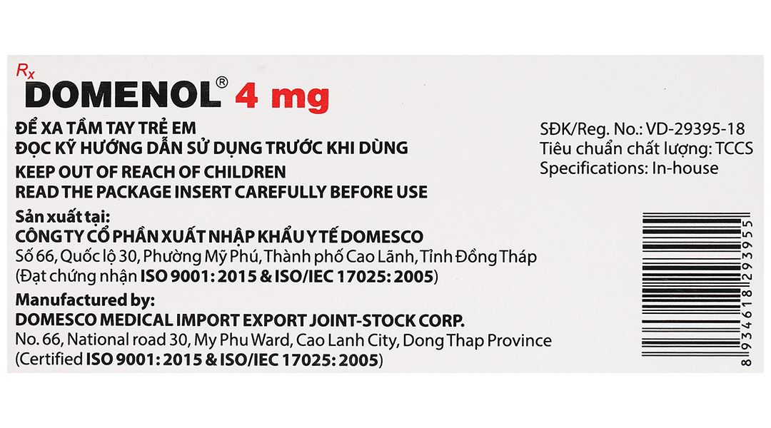 Domenol 4mg kháng viêm, điều trị viêm khớp dạng thấp, lupus ban đỏ