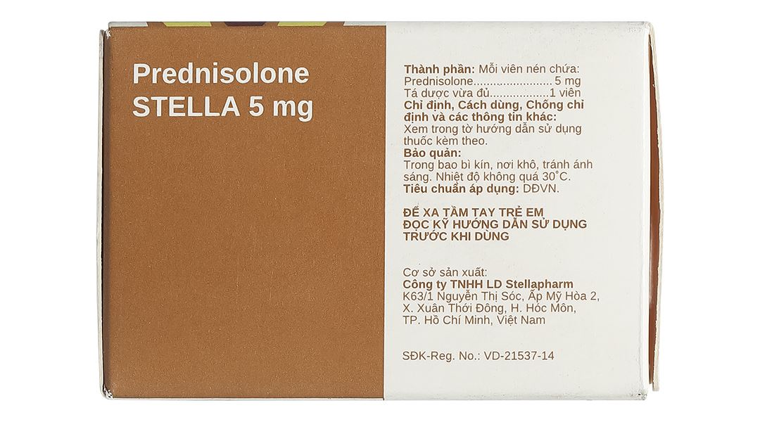 Prednisolone Stella 5mg điều trị các triệu chứng viêm, dị ứng