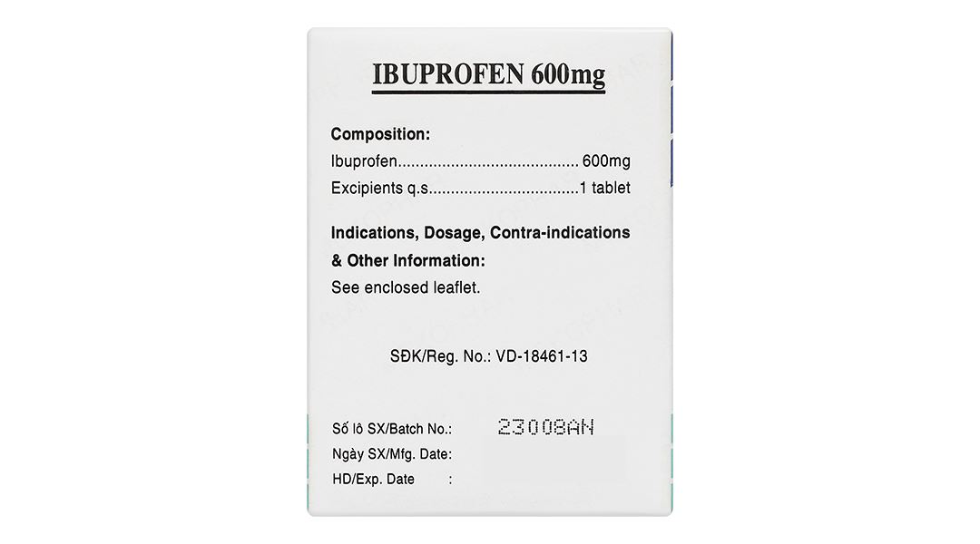 Ibuprofen Mekophar 600mg giảm đau, kháng viêm