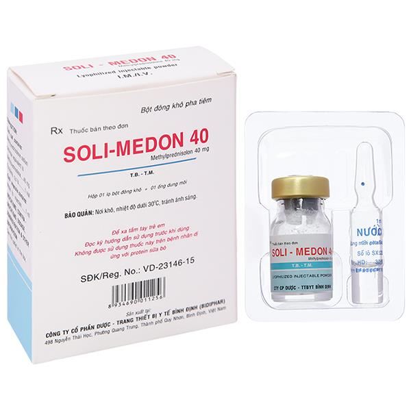 Bột đông khô pha tiêm Soli-Medon 40 chống viêm, giảm miễn dịch