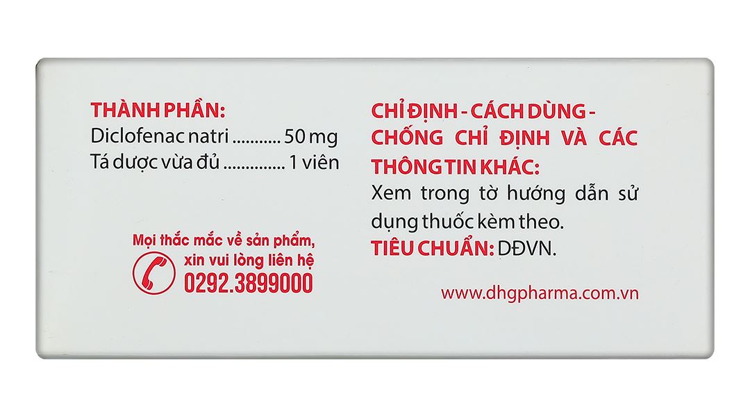 Diclofenac DHG 50mg điều trị viêm xương khớp