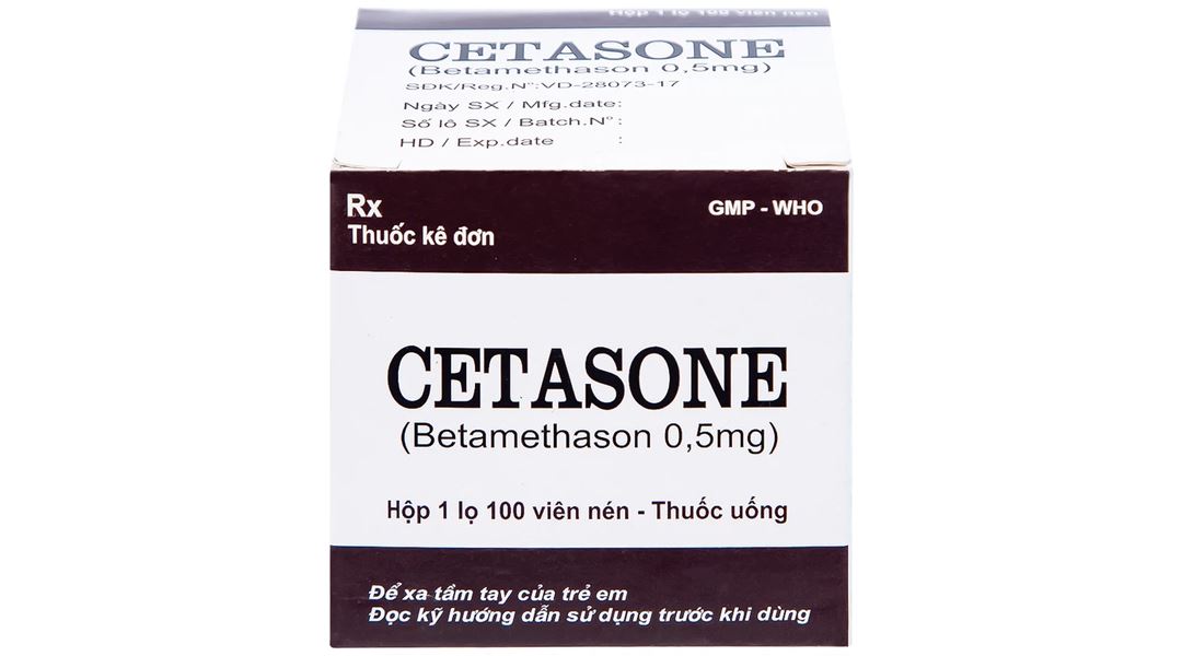 Cetasone 0.5mg điều trị bệnh thấp khớp, các trạng thái dị ứng, viêm da