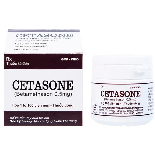 Cetasone 0.5mg điều trị bệnh thấp khớp, các trạng thái dị ứng, viêm da