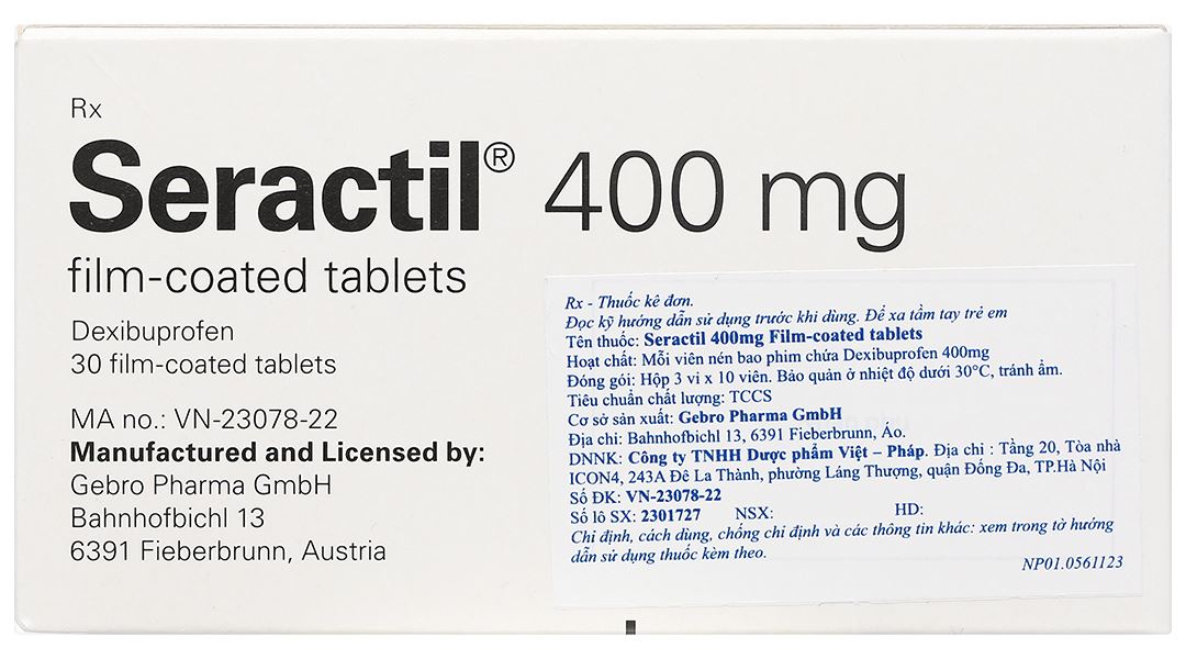 Seractil 400mg Film-coated tablets điều trị viêm xương khớp