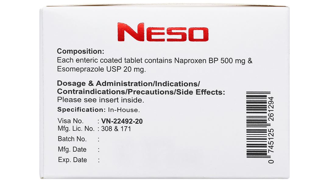 Neso trị thoái hóa khớp, viêm khớp dạng thấp 500mg/20mg