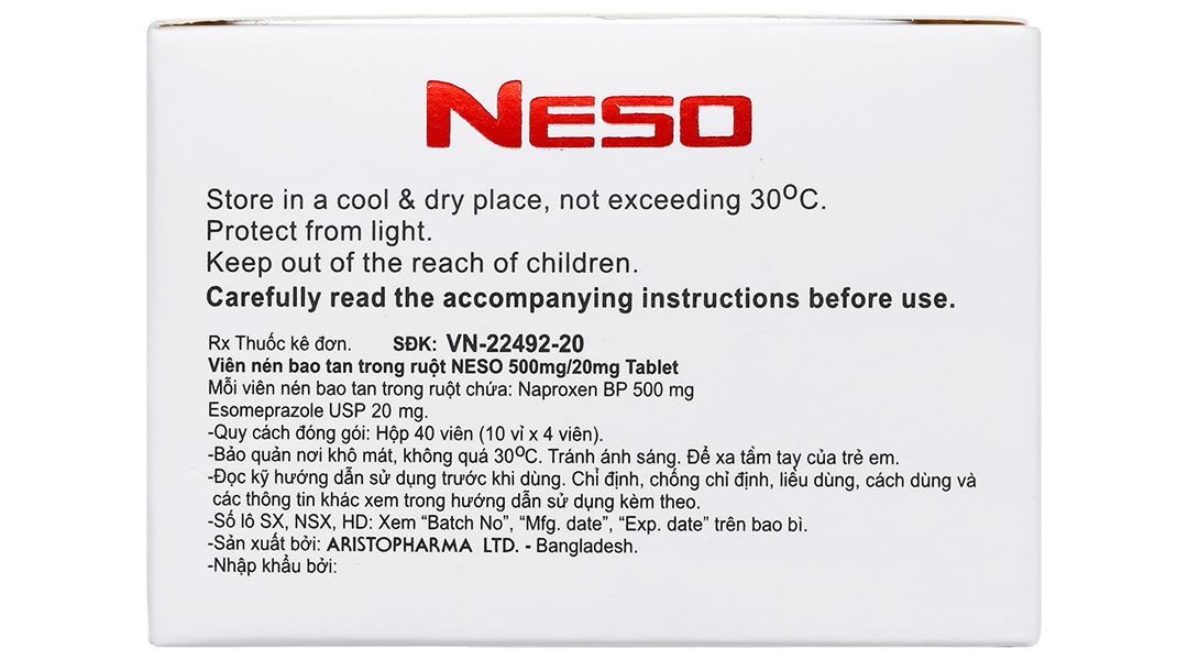 Neso trị thoái hóa khớp, viêm khớp dạng thấp 500mg/20mg