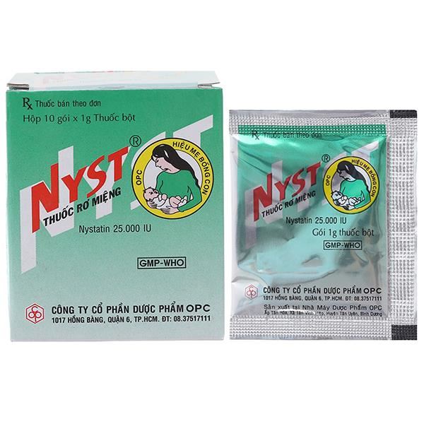 Thuốc bột rơ miệng Nyst 25000IU trị bệnh Candida miệng