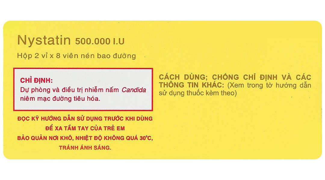 Nystatin 500.000 I.U Vidipha phòng và trị nhiễm nấm Candida