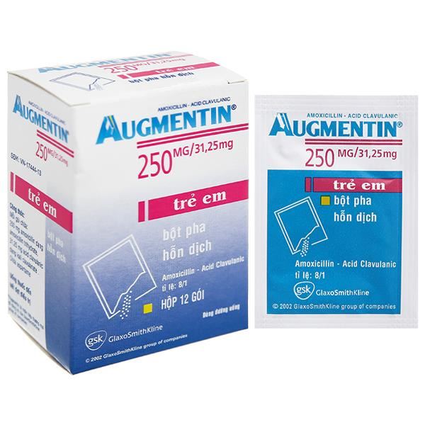 Bột pha hỗn dịch uống Augmentin GSK 250mg/31.25mg điều trị nhiễm khuẩn